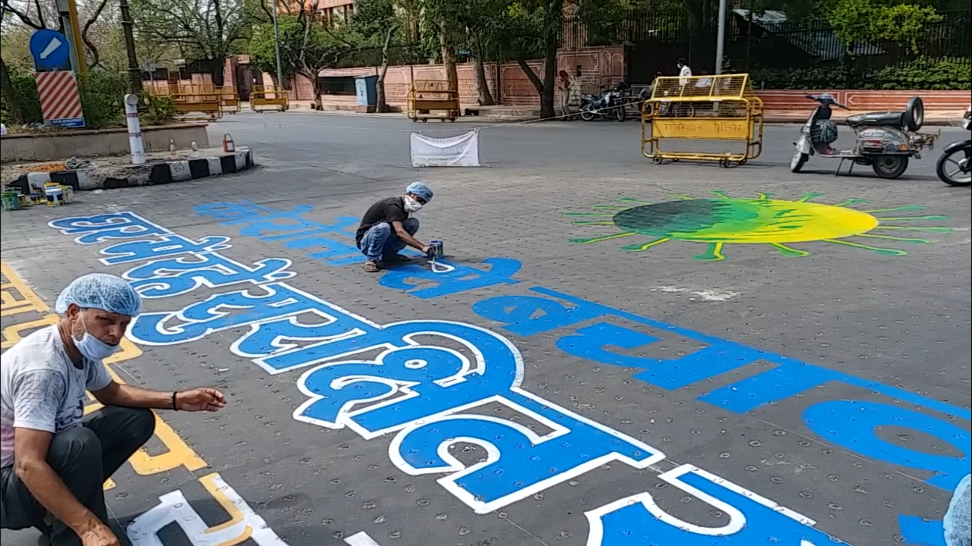 jaipur news  painters writing messages  messages to protect against corona virus