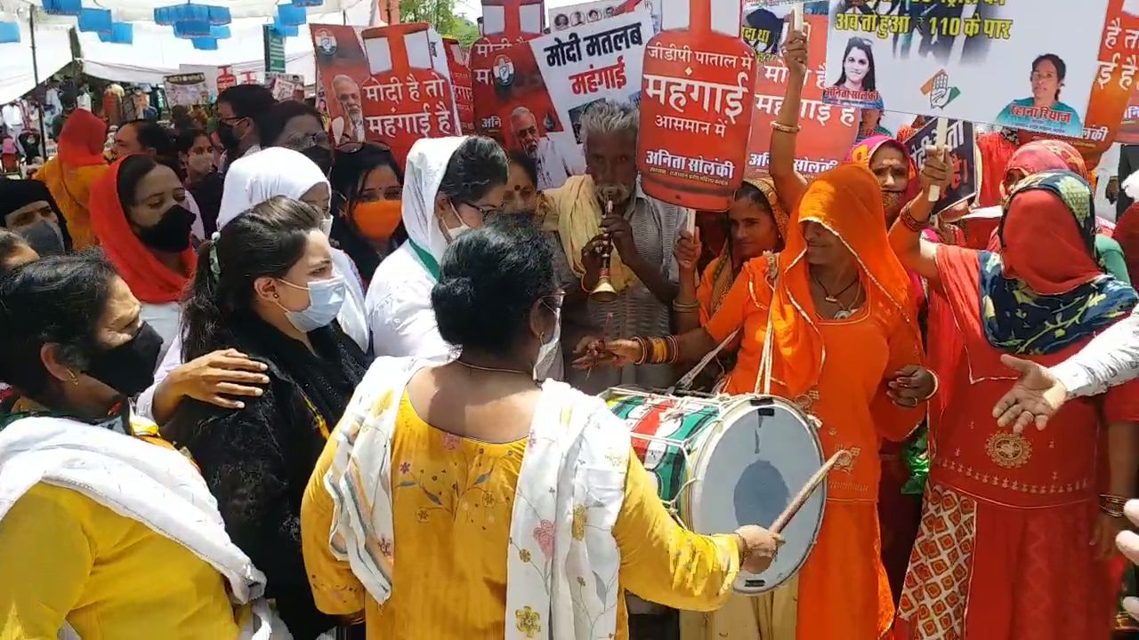 protest against inflation,  Rajasthan Mahila Congress protest