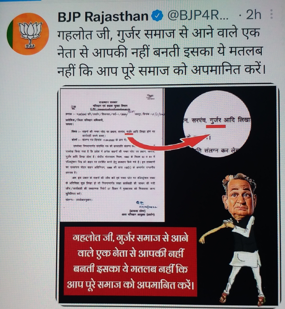 RaJasthan BJP Tweeted