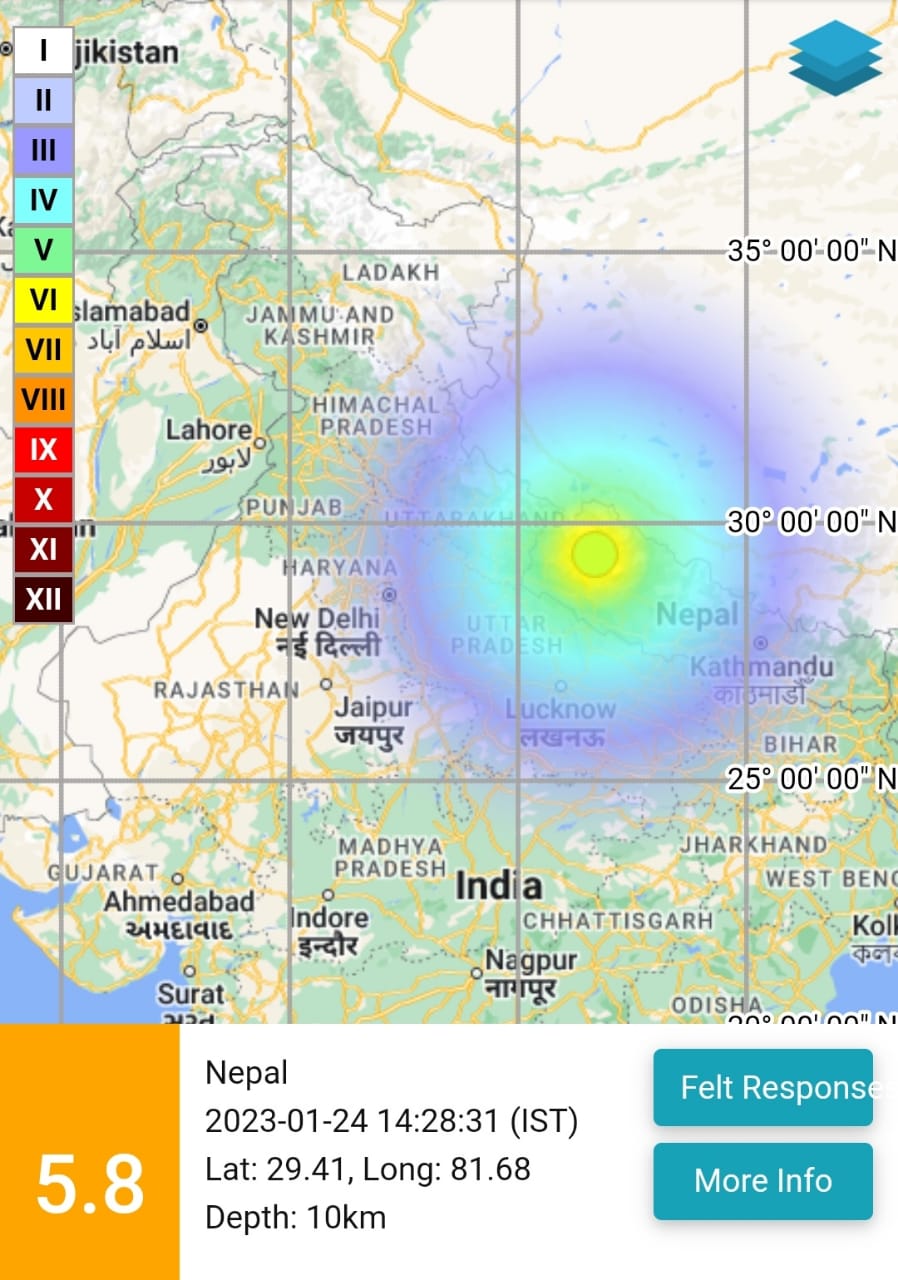 Epicenter of Earthquake in Nepal