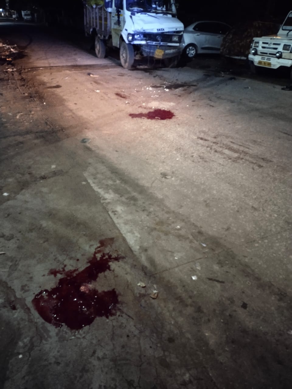 blood on road after accident