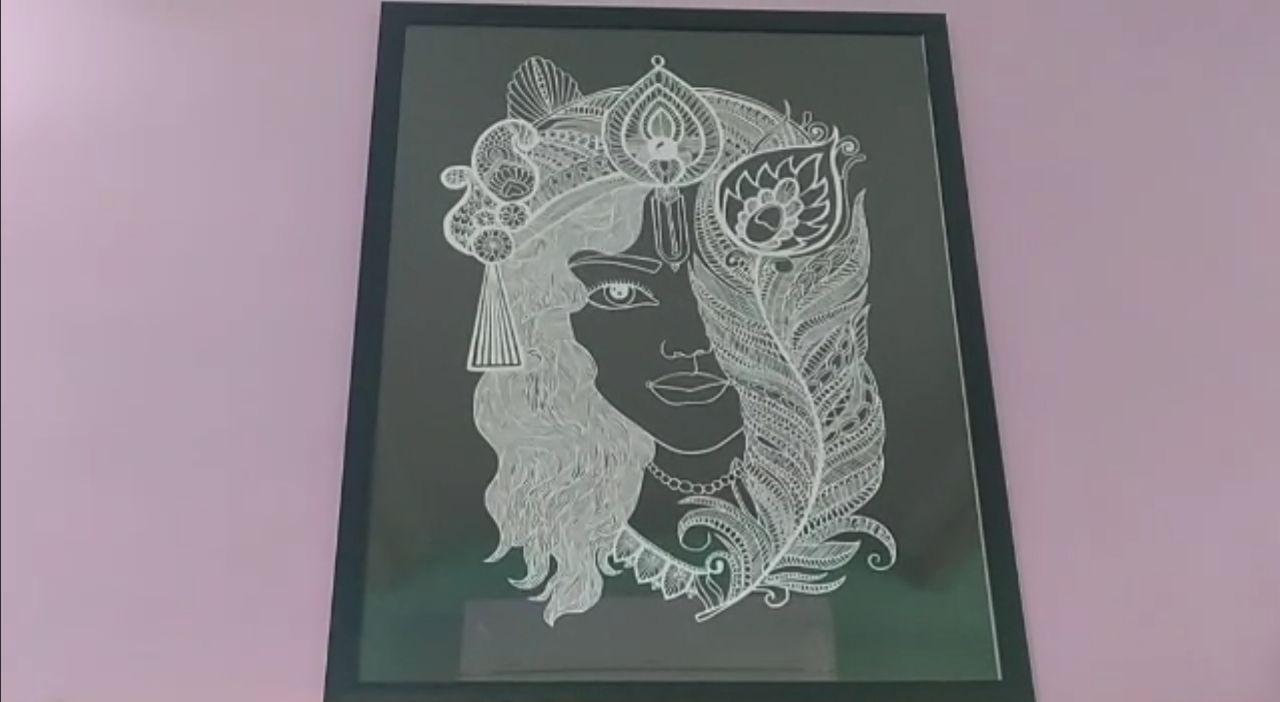 Krishna Painting through paper cutting