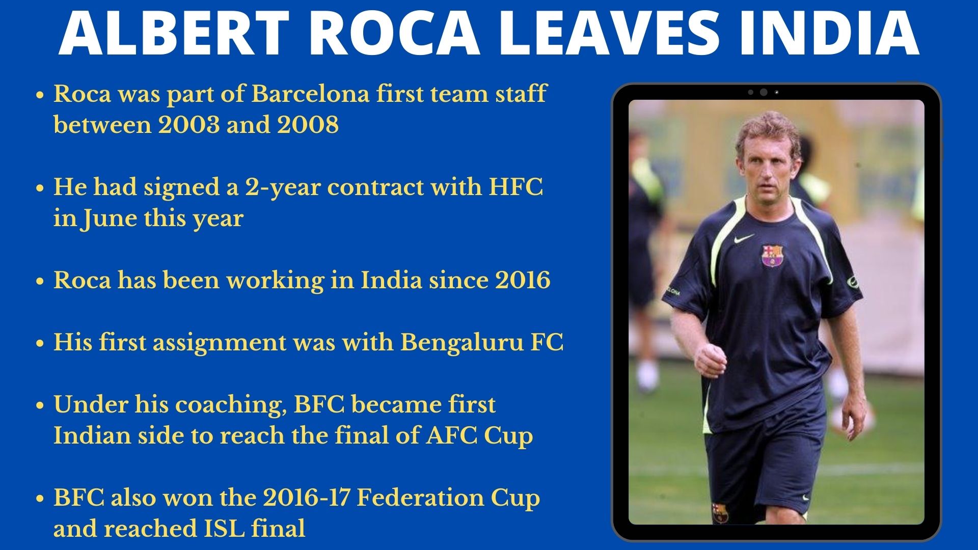 Albert Roca will work as a fitness coach with Barcelona.