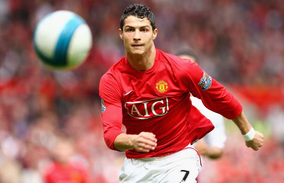 Cristiano Ronaldo in Manchester United jersey. He left the EPL club in 2008-09.