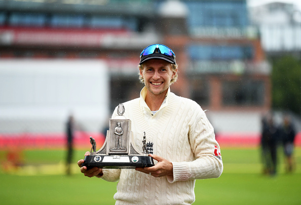 England captain Joe Root with the Wisden Trophy.