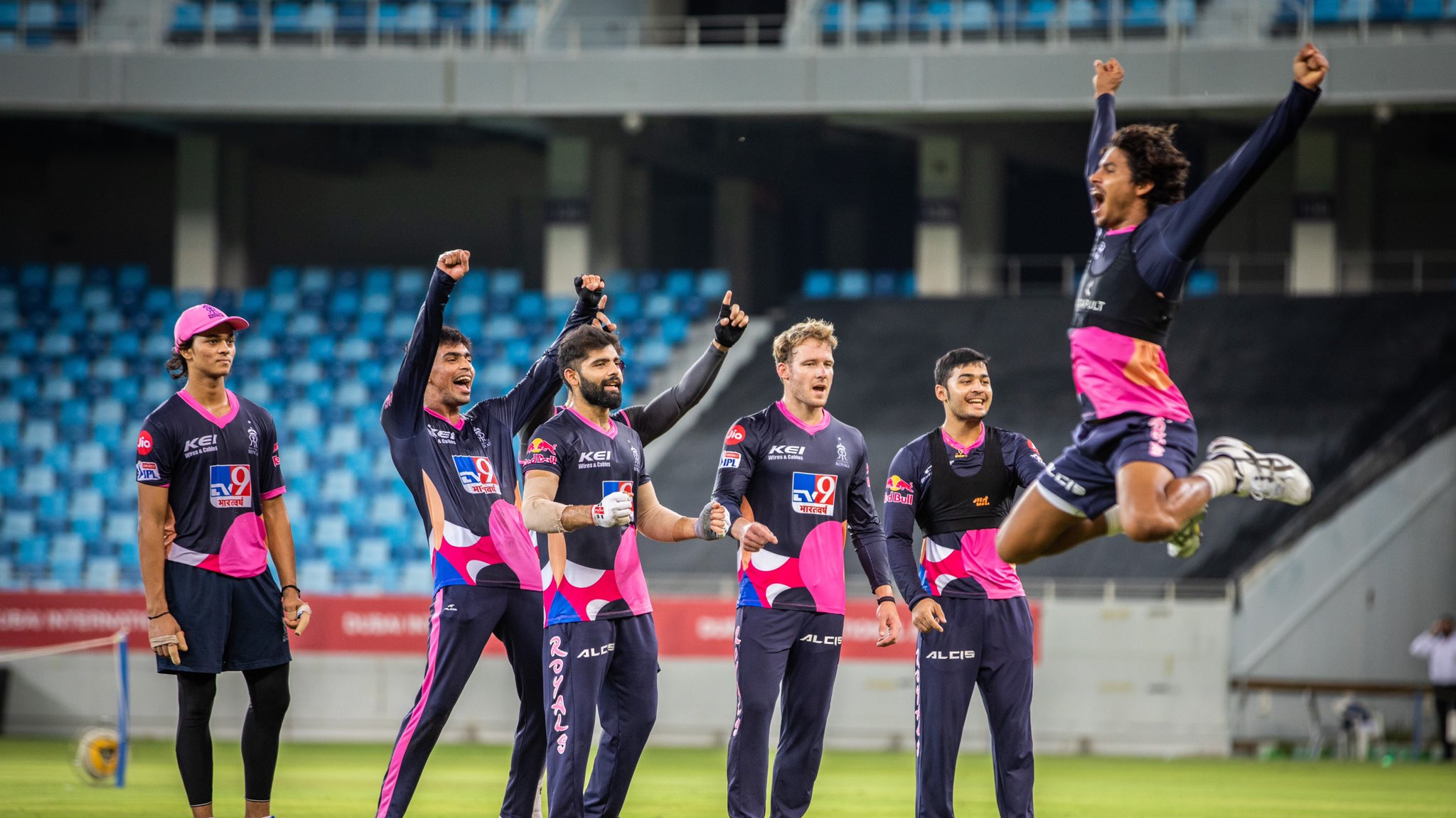 Rajasthan Royals players train in the UAE ahead of the IPL 2020.