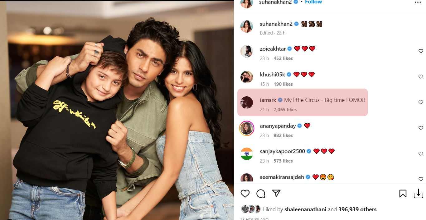 Shah Rukh Khan feels FOMO, comments this on latest Insta post of Suhana