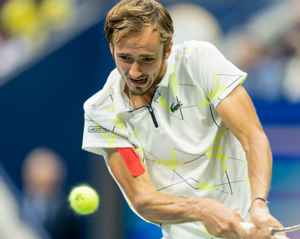 Daniil Medvedev of Russia in action in the men's singles final of Shanghai Masters.