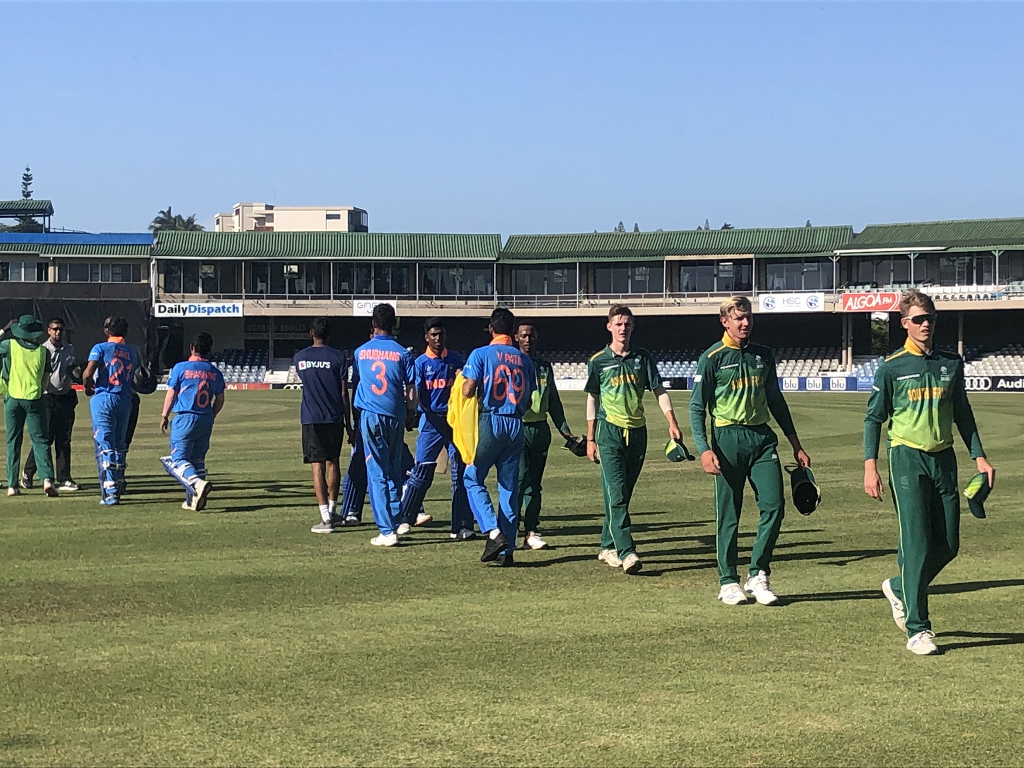 Indian and South African players shook hands after the end of the match.