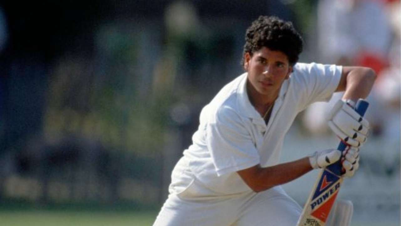 Sachin Tendulkar scored his first Test half-century in the second Test at Faisalabad.