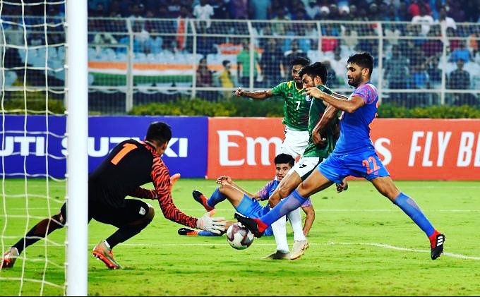 Saad Uddin of Bangladesh found the back of the net in the 42nd minute into the first half.