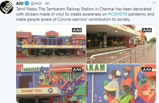 Tambaram Railway Station in Chennai has been decorated with sticker