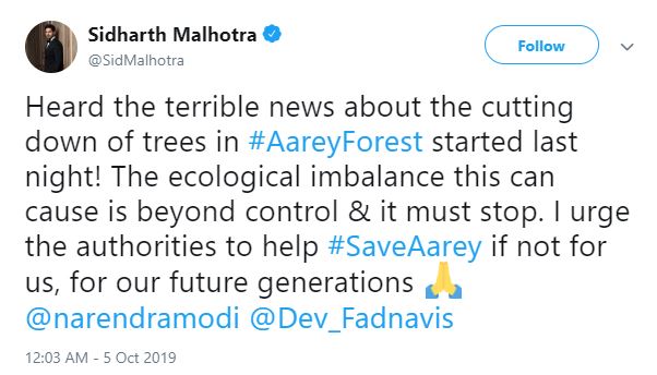 B-town celebs express concern over Aarey tree-axing