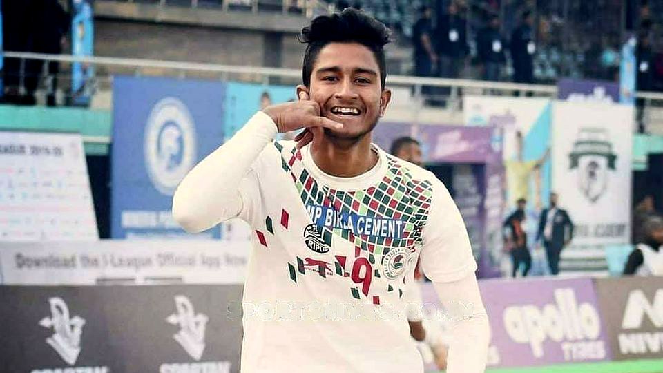 Subha Ghosh celebrating after scoring one of his goals in I-League in 2020.