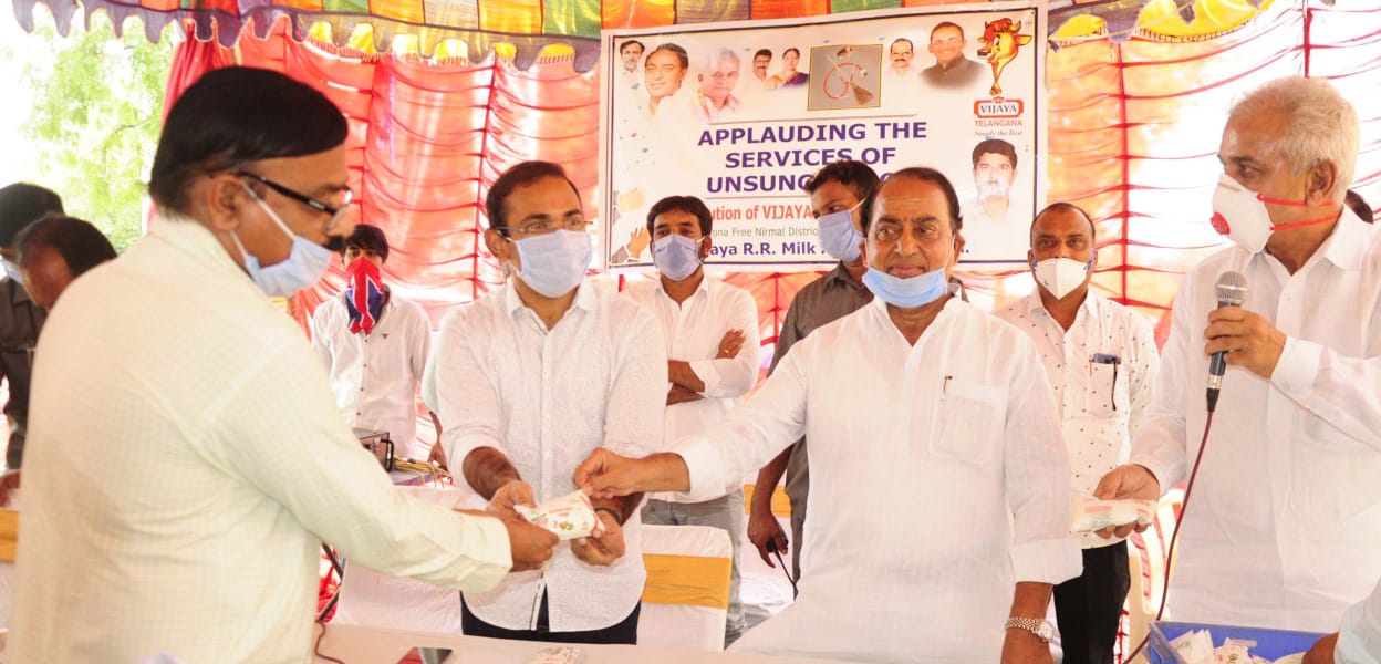 MINISTER INDRAKARAN REDDY DISTRIBUTED BUTTERMILK PACKETS IN NIRMAL