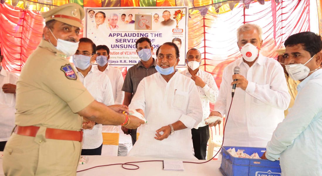 MINISTER INDRAKARAN REDDY DISTRIBUTED BUTTERMILK PACKETS IN NIRMAL