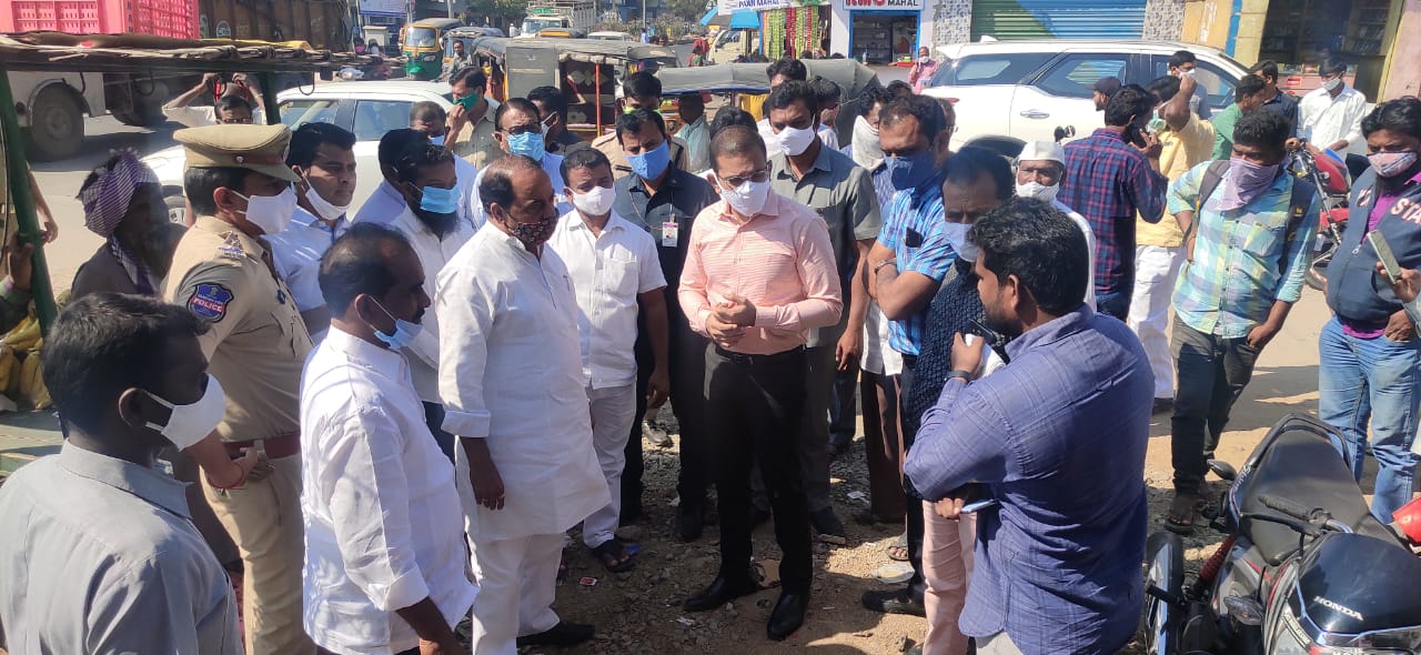 minister indrakaran reddy visiting at Nirmal district