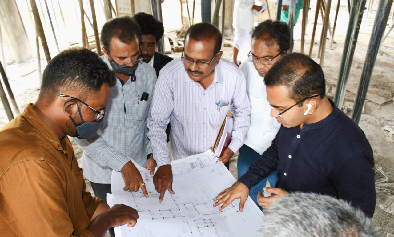 nirmal collector musharaf farukee inspected  collectorate construction