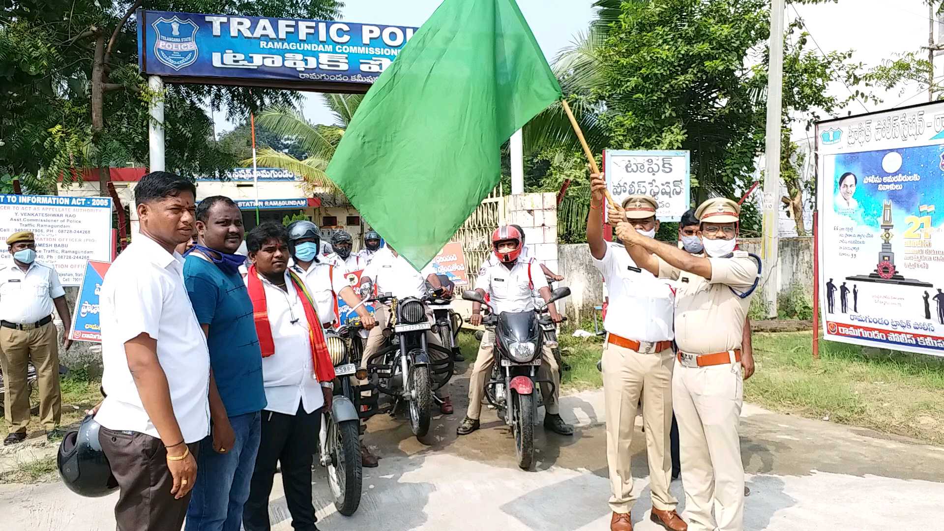 bike rally on helment importance awareness  at godavarikhani