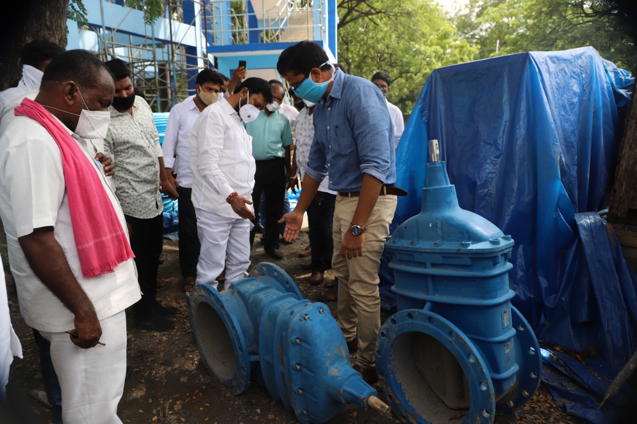 mission bhageeratha water tank construction works visited by mla chandar at ramagundam in peddapalli district