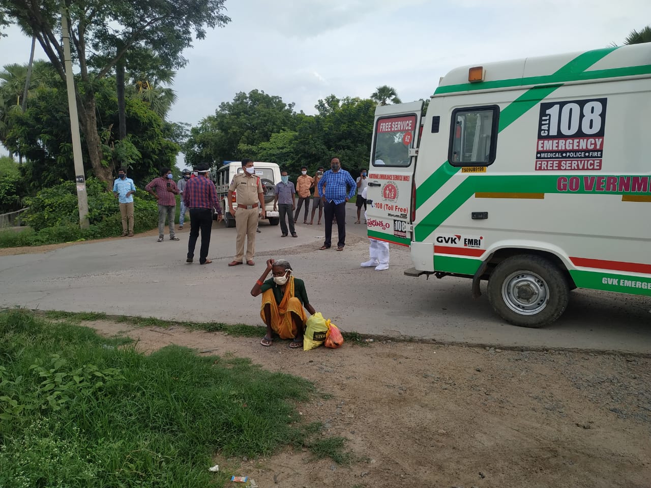 An old woman hulchal  in Karimnagar.