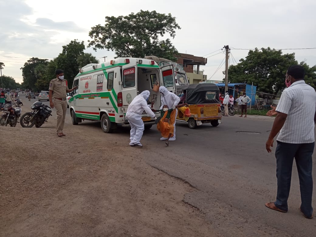 An old woman hulchal  in Karimnagar.