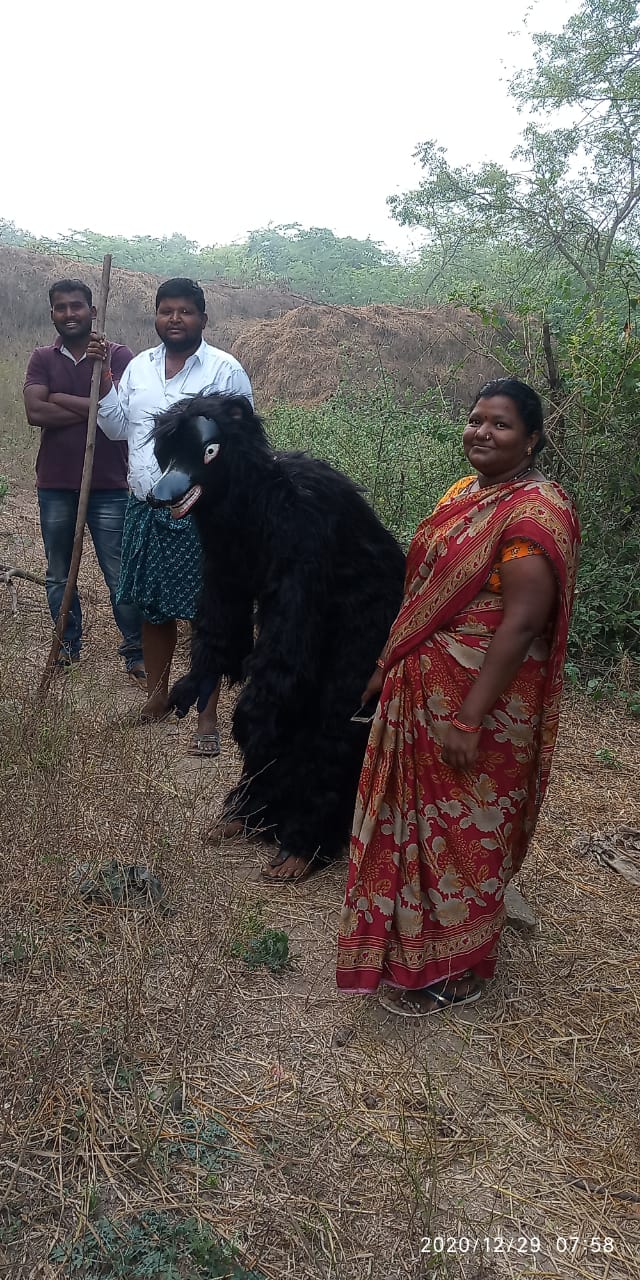 Dress the bear to chase the monkeys at peddadevulapally in nalgonda