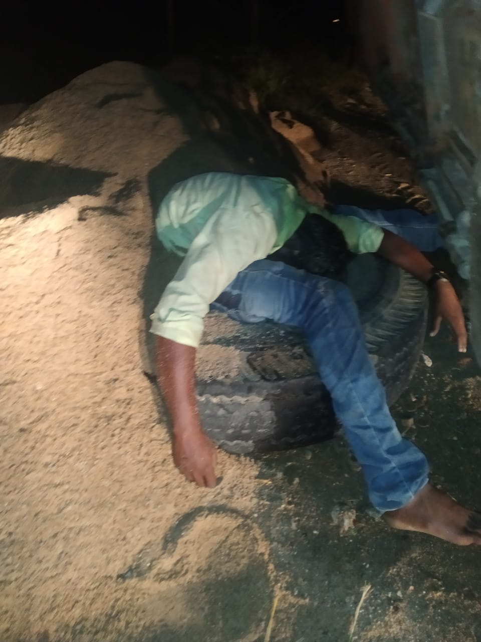 young man died by sand tractor trolley fell on him in suryapeta district