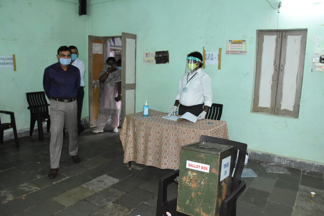 kamareddy-collector-sharath-kumar-inspecting-nizamabad-local-bodies-mlc-by-election-centers-in-kamareddy