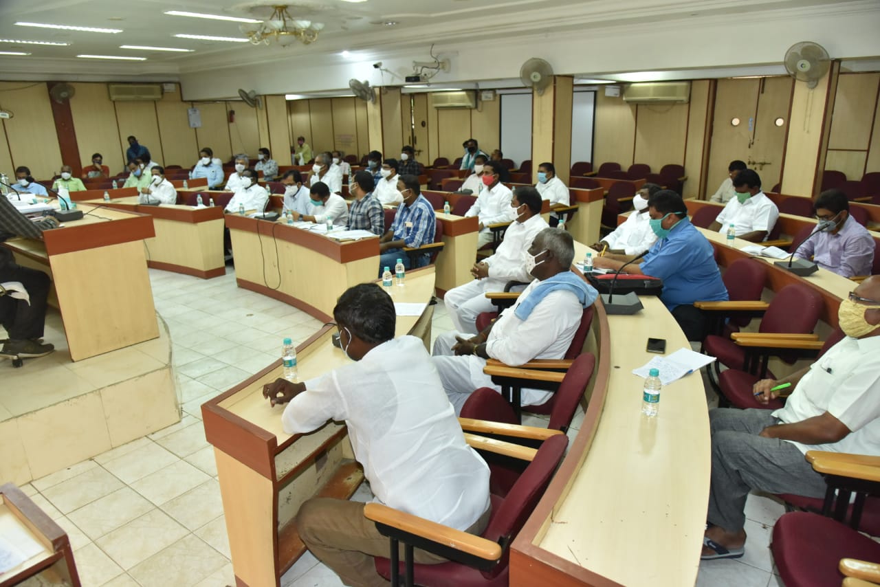 Nizamabad Collector C. Narayana Reddy conducted the review on  formers crop