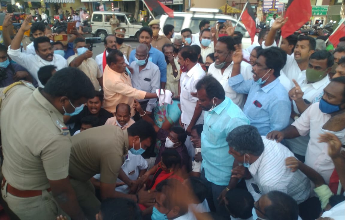 DMK members protest across TN