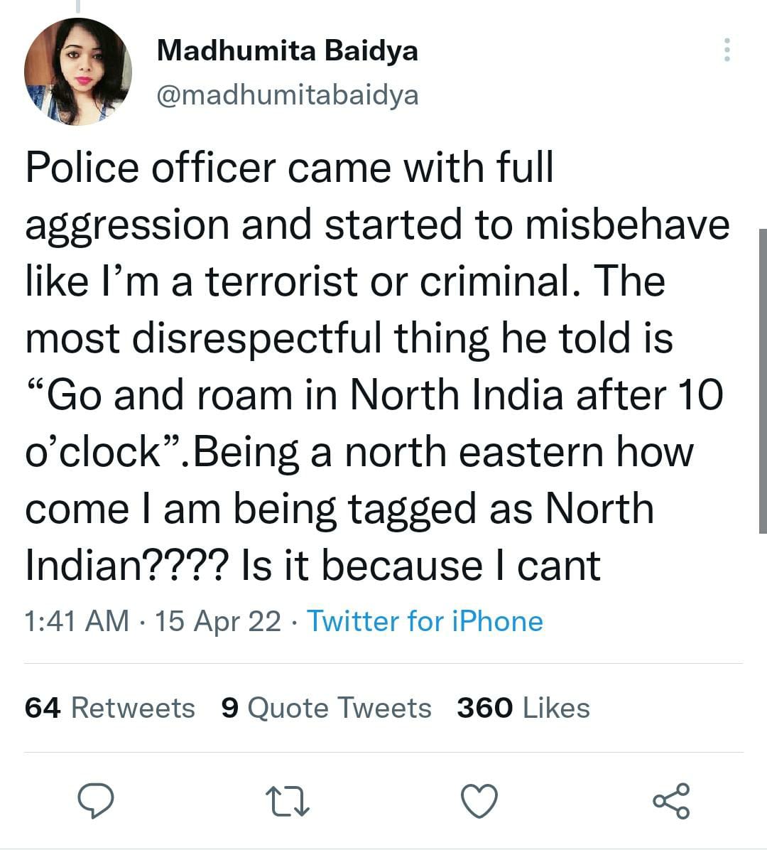 north india girl complaint on tn police  police officer misbehave with north india girl  north india girl complaint tweet on tn police  வட மாநில பெண்ணிடம் அத்து மீறிய போலீஸார்  வட மாநிலப் பெண்ணின் ட்வீட்  தமிழ்நாடு காவல் துறை மீது புகார் கொடுத்த வட மாநில பெண்