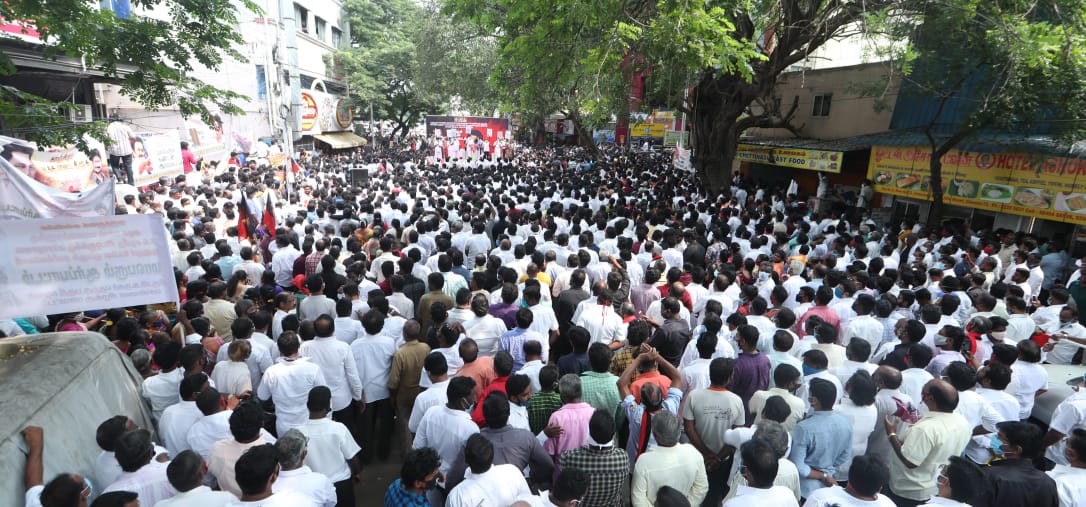 dmk protest against Governor