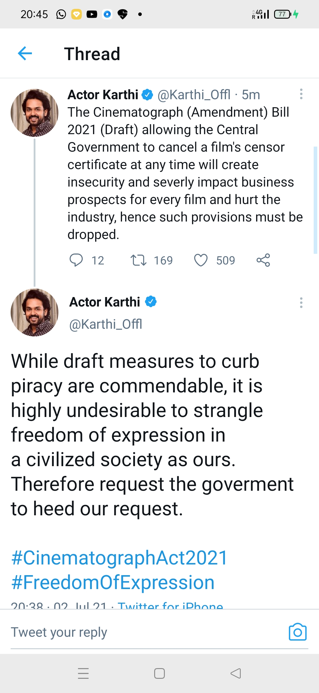 Tamil cinema artists objects to draft Cinematograph Bill