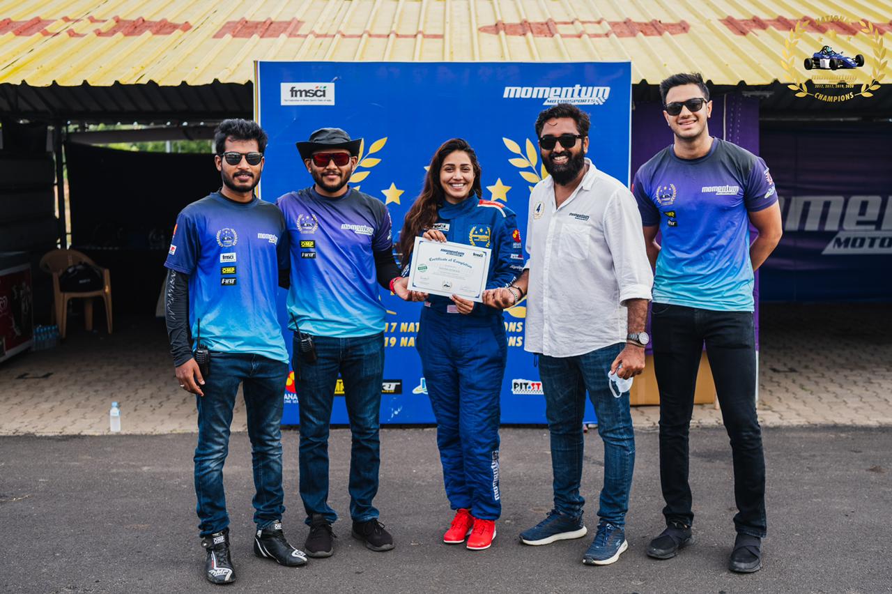 Nivetha pethuraj completed formula race car course