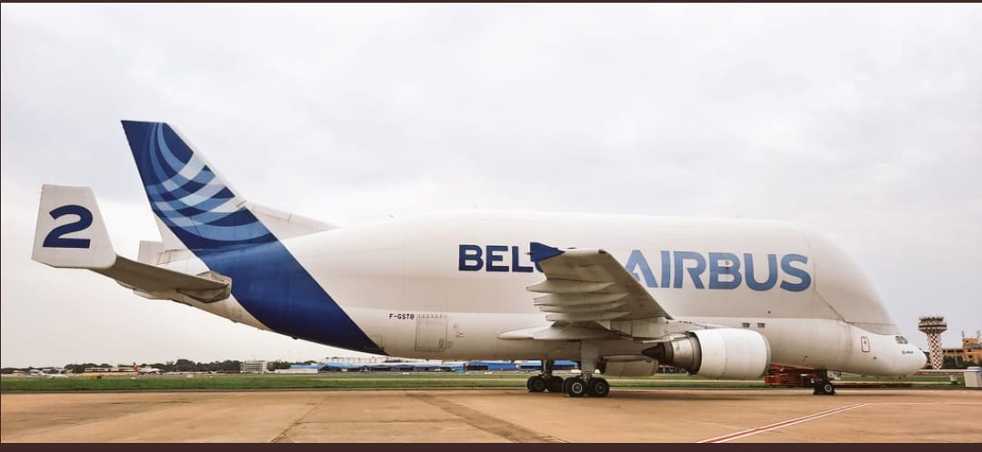 Whale Shaped Airbus Beluga cargo Plane lands at Chennai airport