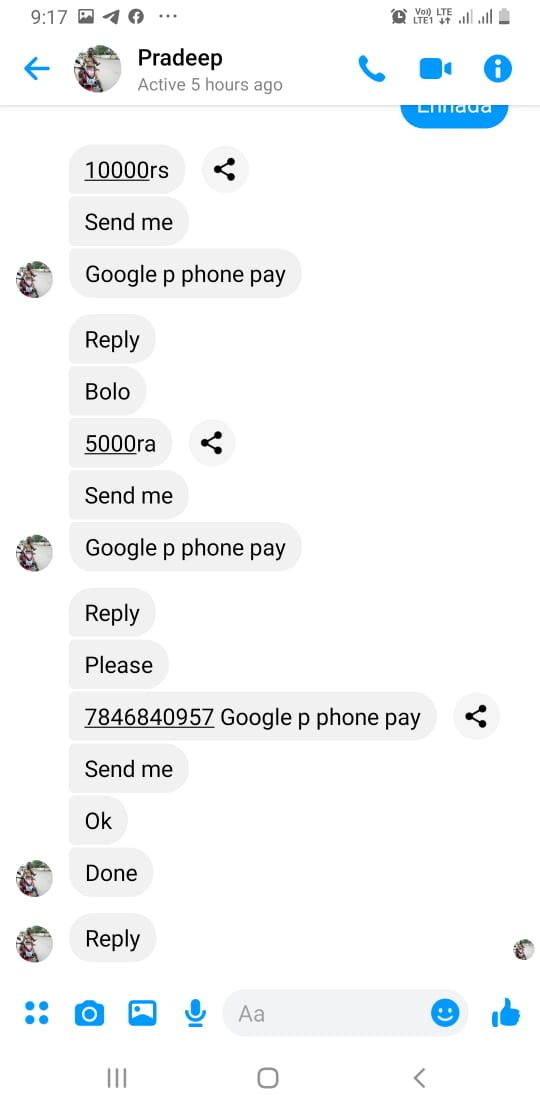 Attempting to snatch cash by creating fake FB account