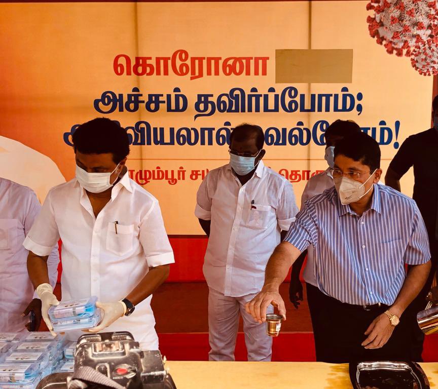 dmk leader stalin gives corona kit to peoples