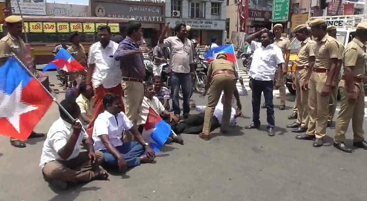 அம்பேத்கர் சிலை உடைப்பு  போராட்ட களமான தமிழகம்  ambedkar statue issue protest in various districts