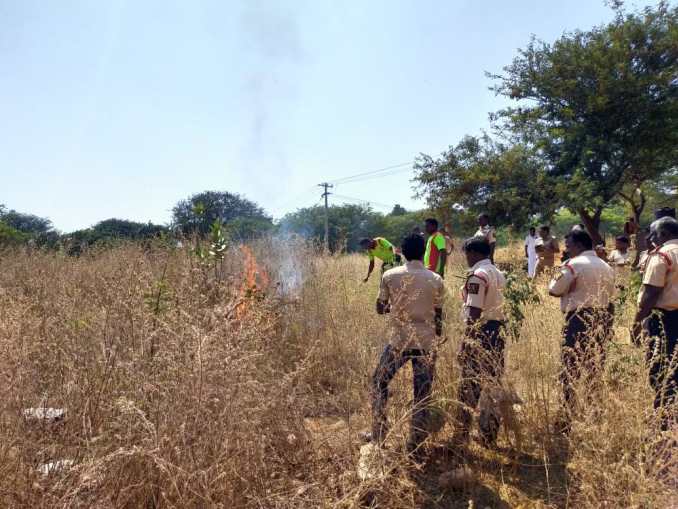 fire safety rehearsals by fire service department, கள்ளழகர் மலைப்பகுதியில் திருக்கோயில் தீத்தடுப்பு ஒத்திகை