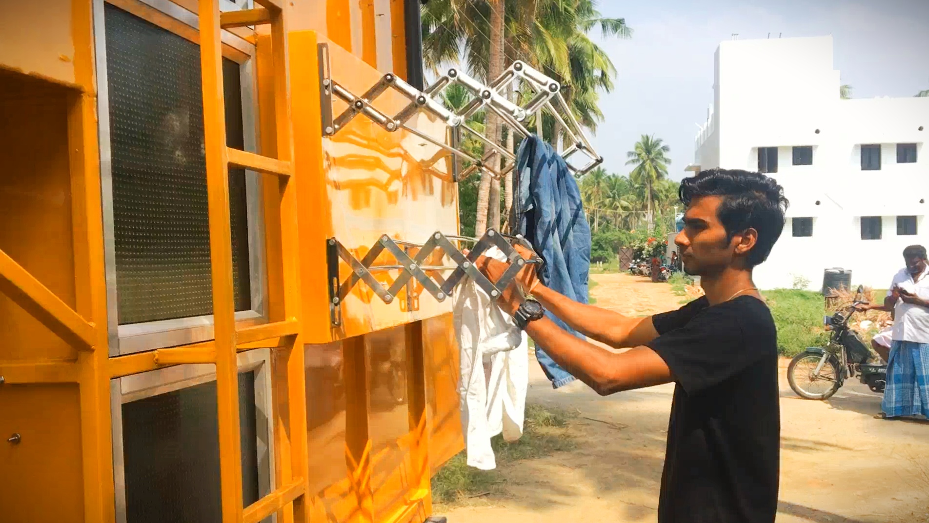 An auto rickshaw transformed into a mobile home