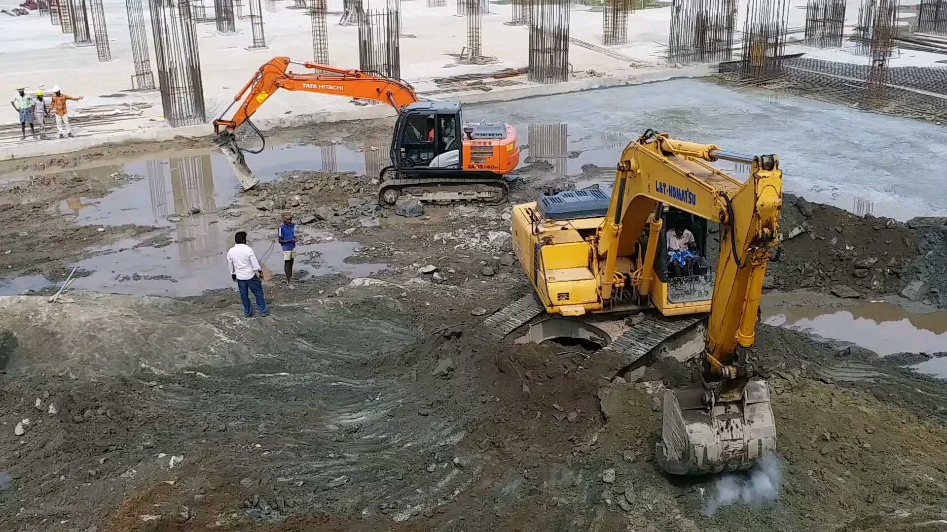 two layer bus stand works are underway.