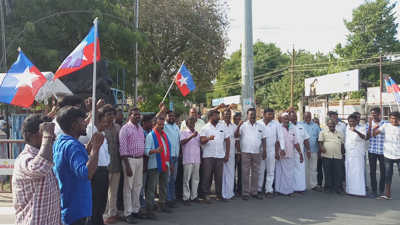 அம்பேத்கர் சிலை உடைப்பு  போராட்ட களமான தமிழகம்  ambedkar statue issue protest in various districts