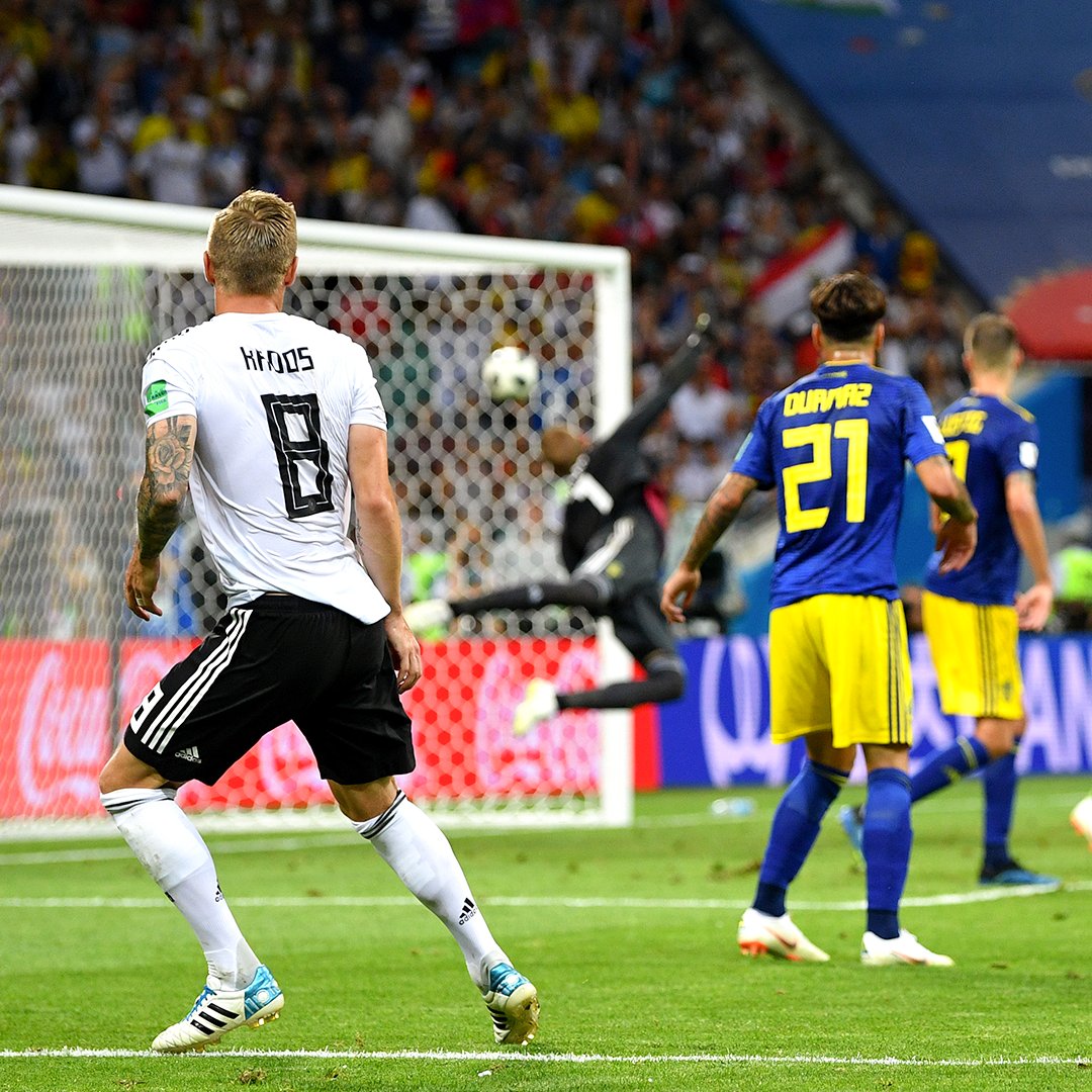 Toni Kroos scores a goal.