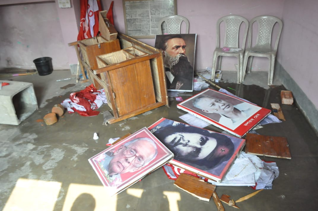 Tripura CPIM party office burnt