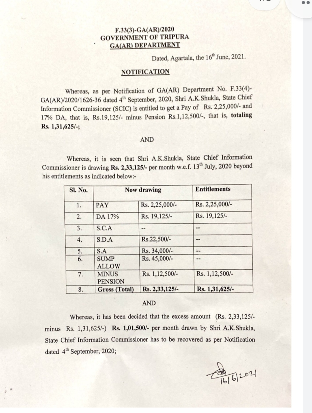 शुक्ला के खिलाफ सरकार का नोटिस