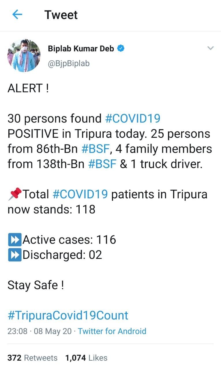 TRIPURA COVID19 LATEST UPDATE