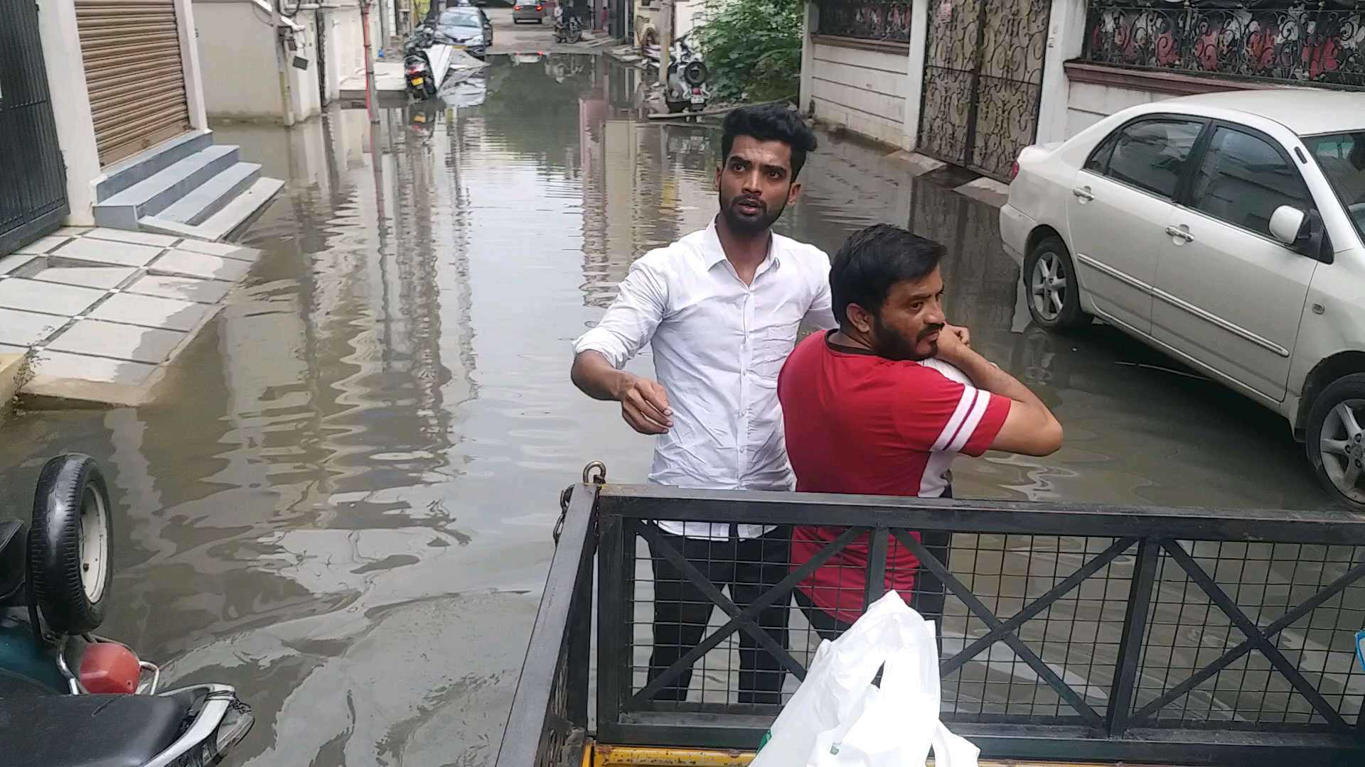 Roads have turned into canals due to rains