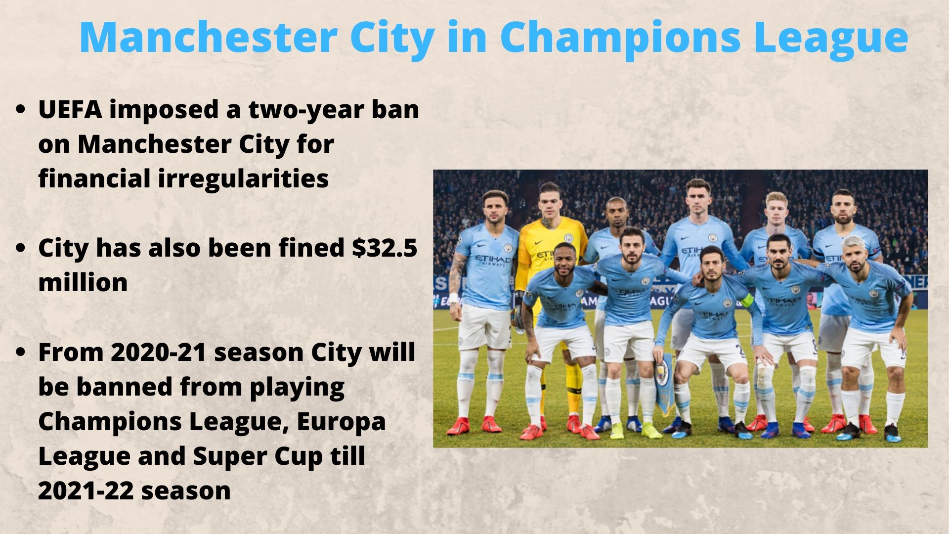 Details about Manchester City's Champions League ban.