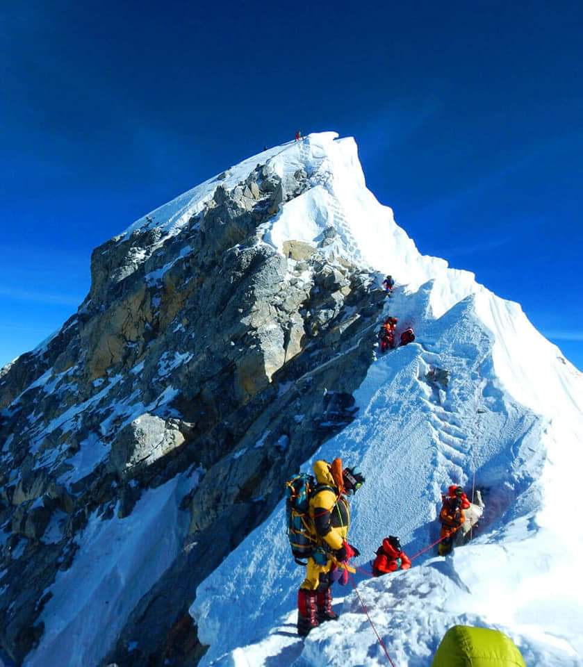 On the way to the summit of Mt. Everest.